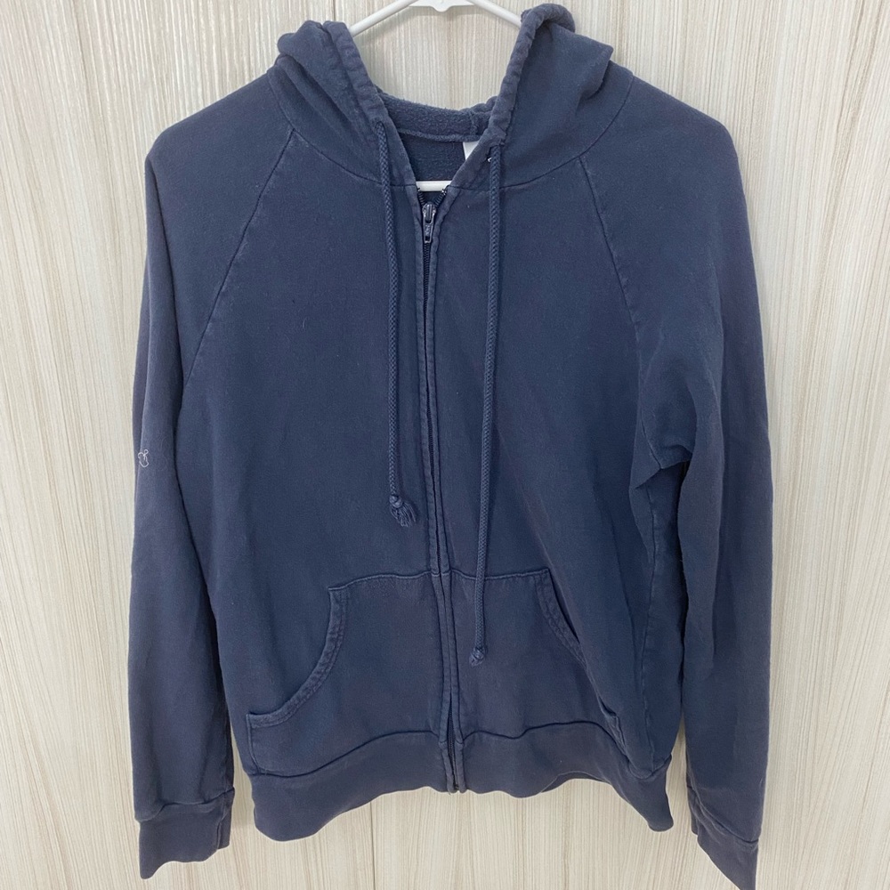 Navy Blue Worn Zip-Up Hoodie